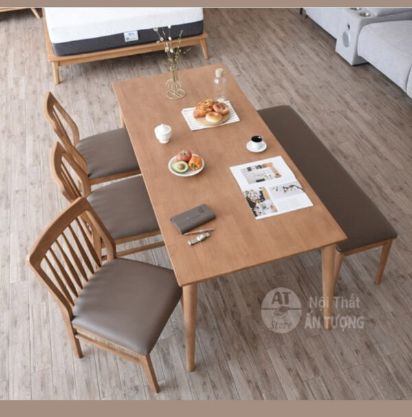 Bộ bàn ghế ăn 4 ghế hiện đại gỗ cao su cho gia đình căn hộ phòng bếp AT9513 tại Nội Thất Ấn Tượng