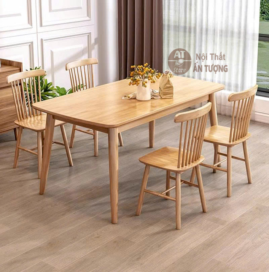 Bàn ghế ăn 4 người gỗ AT8935 Nội Thất Ấn Tượng