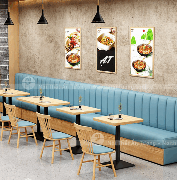 Bàn ghế nhà hàng bọc nệm giá rẻ AT5394 tại Nội Thất Ấn Tượng