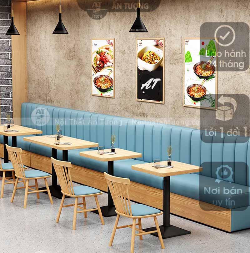 Bàn ghế nhà hàng bọc nệm đẹp AT5394 tại Nội Thất Ấn Tượng