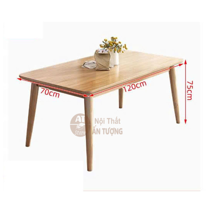 Bàn phòng ăn cơm gia đình đẹp rẻ màu tự nhiên AT3618 tại Nội Thất Ấn Tượng