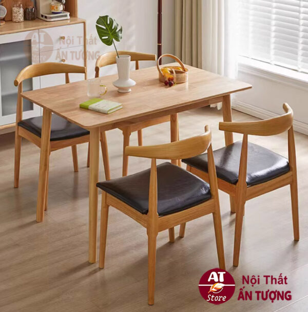 Bộ bàn ghế ăn 6 người đẹp màu tự nhiên giá rẻ cho gia đình căn hộ sang trọng AT9545 tại Nội Thất Ấn Tượng