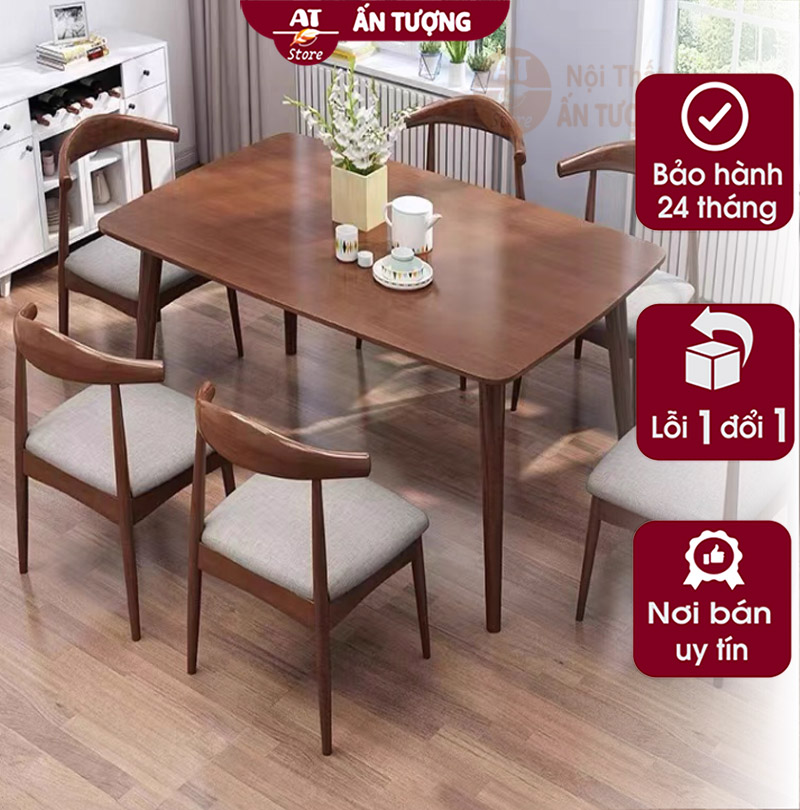 Bộ bàn ghế ăn 6 người đẹp cho gia đình căn hộ sang trọng AT9545 tại Nội Thất Ấn Tượng