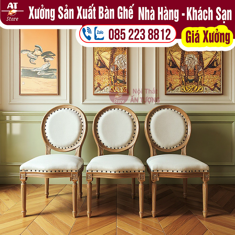 Bàn ghế nhà hàng louis đẹp sang trọng AT3986