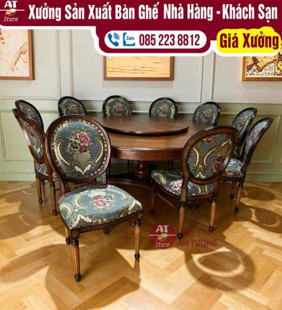 Bộ bàn ghế nhà hàng đẹp sang trọng cao cấp phòng vip AT2885