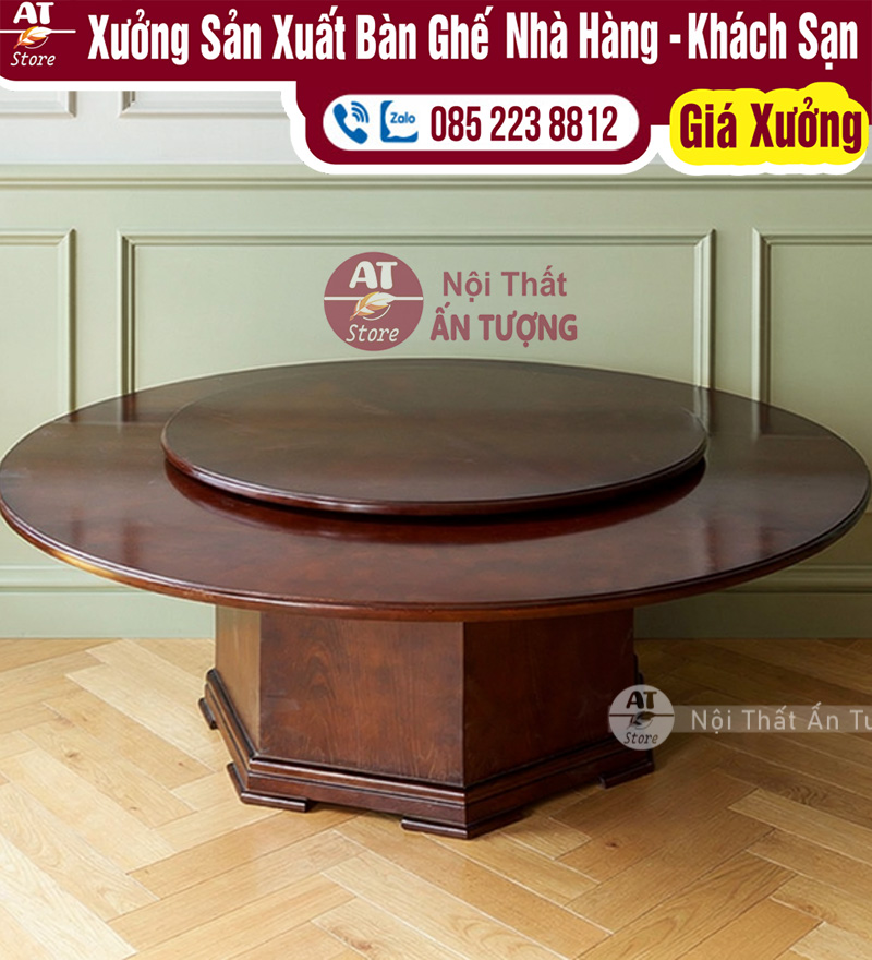 Bộ bàn ghế tròn nhà hàng cao cấp cho phòng vip AT1728- Nội Thất Ấn Tượng