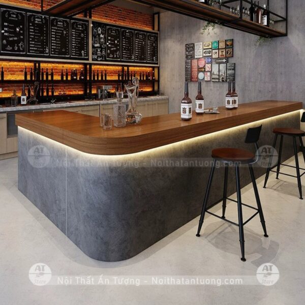 Quầy bar hình chữ L sử dụng để pha chế cho quán cafe quán nước AT9452